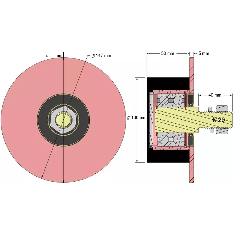 Rol nr. 80 – staal-rubberen draagrol Ø100 mm voor aardappelrooier Anna Z644 | OEM Anna 564421017 | fabrikant KiJ