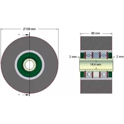 Rol nr. 83 – staal-rubberen rol Ø109 mm voor machines van Reekie | OEM Reekie RSS1833 | fabrikant KiJ