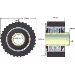 Rol nr. 135 – staal-rubberen rol Ø120 mm | fabrikant KiJ