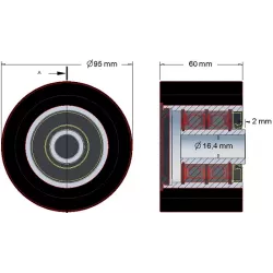 Rol nr. 188 – staal-rubberen rol Ø95 mm voor machines van ROPA | OEM ROPA 252096 | fabrikant KiJ