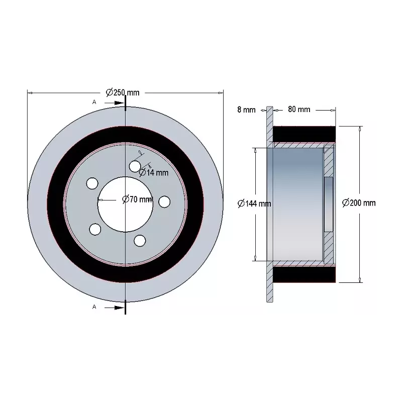 Rol nr. 219 – staal-rubberen aandrijfrol Ø200 mm voor machines van ROPA | OEM ROPA 121368 | fabrikant KiJ