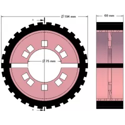 Rol nr. 230 – staal-rubberen aandrijfrol Ø194 mm voor machines van Grimme | OEM Grimme 076.04013 | fabrikant KiJ