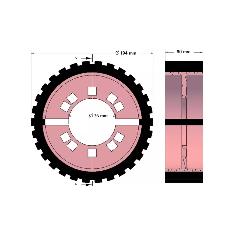 Rol nr. 230 – staal-rubberen aandrijfrol Ø194 mm voor machines van Grimme | OEM Grimme 076.04013 | fabrikant KiJ