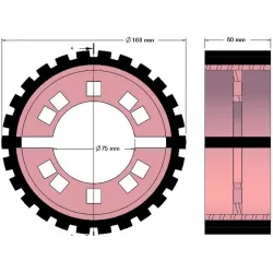 Rol nr. 232 – staal-rubberen aandrijfrol Ø168 mm voor machines van Grimme | OEM Grimme 076.04012 | fabrikant KiJ