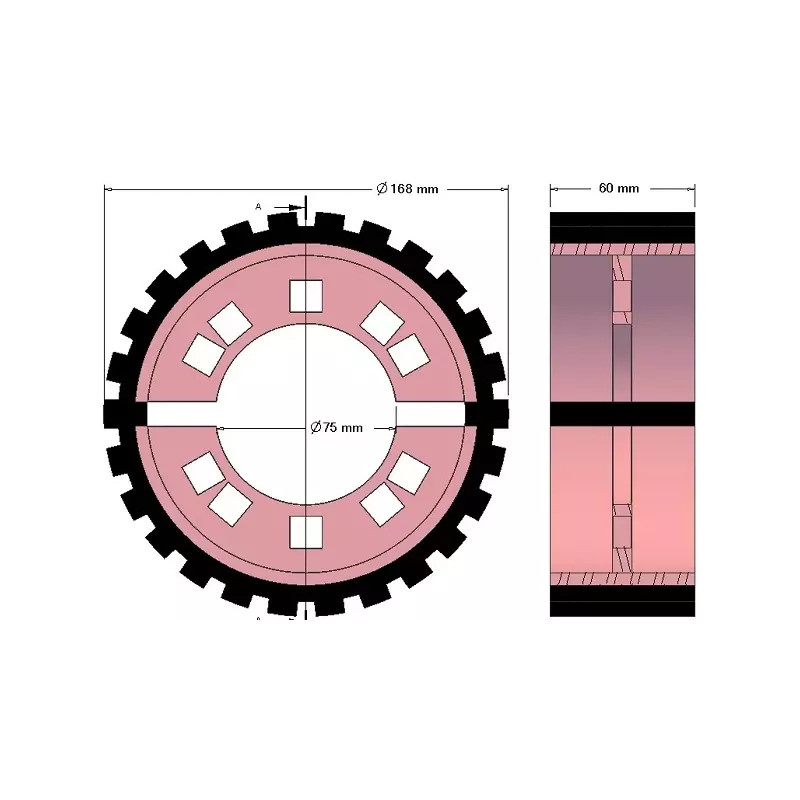 Rol nr. 232 – staal-rubberen aandrijfrol Ø168 mm voor machines van Grimme | OEM Grimme 076.04012 | fabrikant KiJ