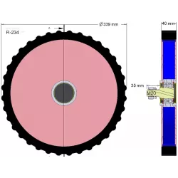 Rol nr. 234 – staal-rubberen aandrukrol Ø340 mm voor machines van Wuhlmaus | OEM Wuhlmaus 000.03.142.00 | fabrikant KiJ