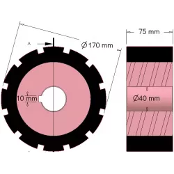 Rol nr. 266 – staal-rubberen aandrijfrol Ø170 mm voor machines van AVR | OEM AVR 742.20.80 | fabrikant KiJ