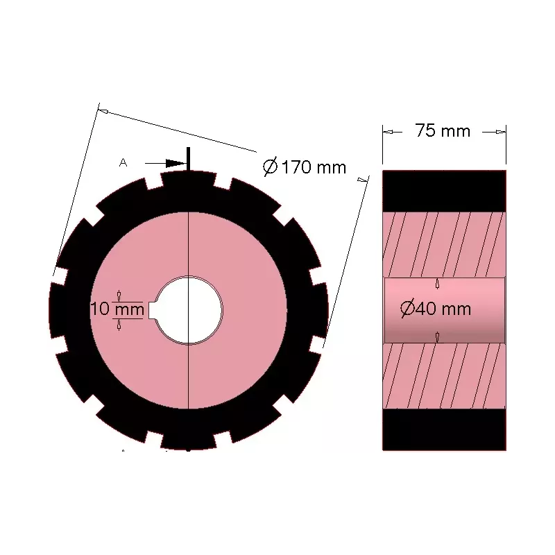 Rol nr. 266 – staal-rubberen aandrijfrol Ø170 mm voor machines van AVR | OEM AVR 742.20.80 | fabrikant KiJ