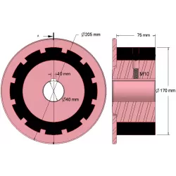 Rol nr. 267 – staal-rubberen aandrijfrol Ø170 mm voor machines van AVR | OEM AVR 742.20.70 | fabrikant KiJ
