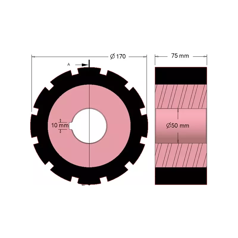 Rol nr. 271 – staal-rubberen aandrijfrol Ø170 mm voor machines van AVR | OEM AVR 742.20.85 | fabrikant KiJ