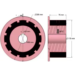 Rol nr. 272 – staal-rubberen aandrijfrol Ø170 mm voor machines van AVR | OEM AVR 742.20.75 | fabrikant KiJ