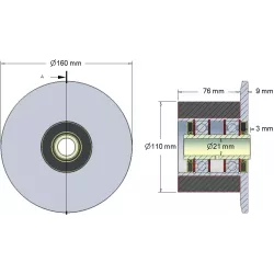 Rol nr. 23H – staal-rubberen steunrol Ø110 mm voor machines van Holmer | OEM Holmer 1130020688 | fabrikant KiJ