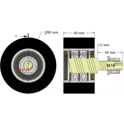 Rol nr. 311 – staal-rubberen steunrol Ø90 mm voor machines van Guaresi | OEM Guaresi P7301421000 | fabrikant KiJ