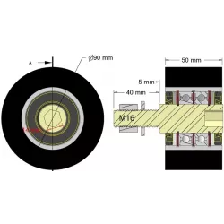 Rol nr. 311a – staal-rubberen steunrol Ø90 mm voor machines van Guaresi | fabrikant KiJ