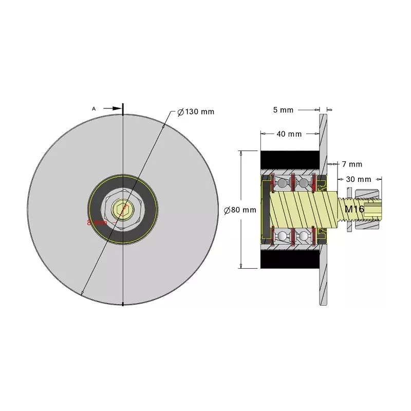Rol nr. 315 – staal-rubberen steunrol Ø80 mm voor machines van Guaresi | OEM Guaresi P7755190000 | fabrikant KiJ
