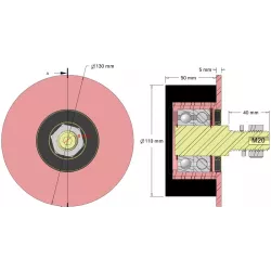 Rol nr. 324 – staal-rubberen steunrol Ø110 mm voor machines van Sandei | OEM Sandei D0022 | fabrikant KiJ