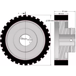 Rol nr. 333 – rol Ø220 mm voor machines van Wuhlmaus | fabrikant KiJ