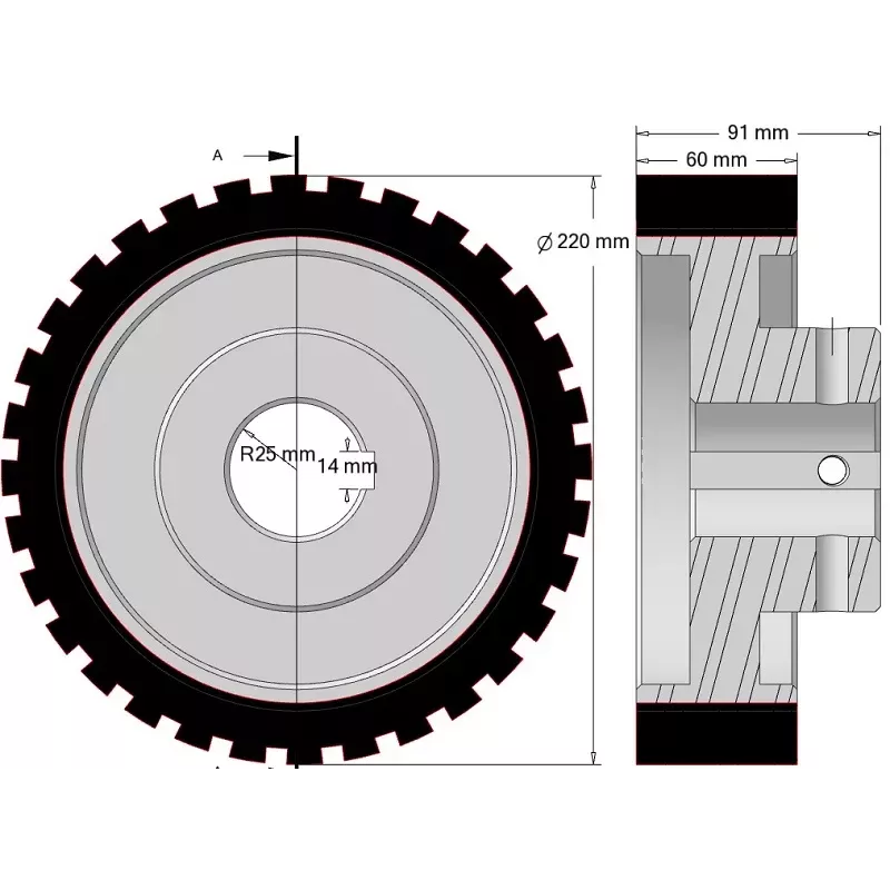 Rol nr. 333 – rol Ø220 mm voor machines van Wuhlmaus | fabrikant KiJ