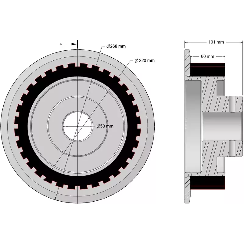 Rol nr. 334 – rol Ø220 mm voor machines van Wuhlmaus | fabrikant KiJ