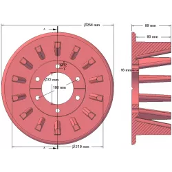 Rol nr. 33 – gietijzeren aandrijfrol Ø210 mm, steek 50 mm, voor machines van ROPA | OEM ROPA 252054 | fabrikant KiJ