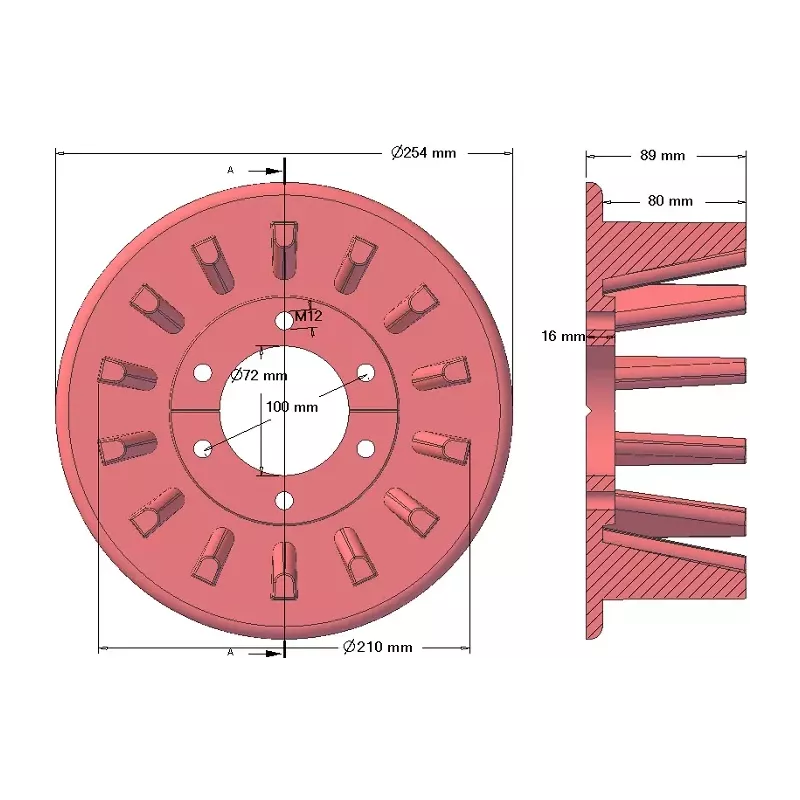 Rol nr. 33 – gietijzeren aandrijfrol Ø210 mm, steek 50 mm, voor machines van ROPA | OEM ROPA 252054 | fabrikant KiJ