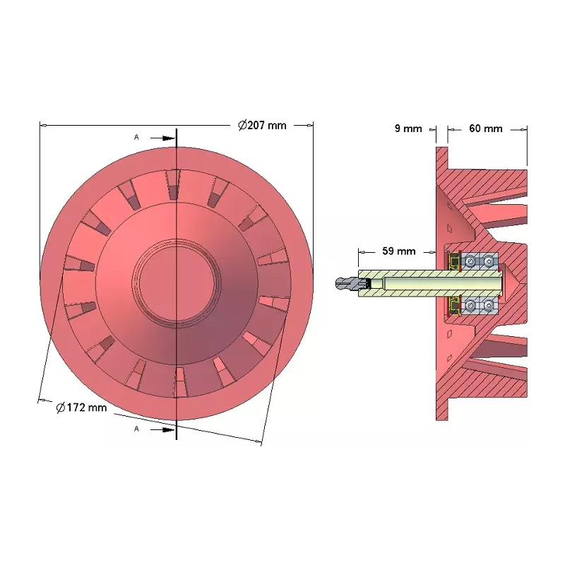 Rol nr. 41 – gietijzeren keerrol Ø172 mm, steek 40 mm, voor machines van Stoll | OEM Stoll 0071590, 0190550 | fabrikant KiJ