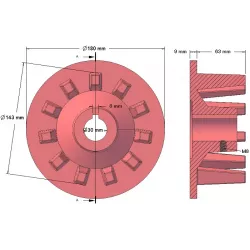Rol nr. 48 – gietijzeren aandrijfrol Ø145 mm, steek 44 mm | fabrikant KiJ