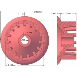 Rol nr. 50 – gietijzeren aandrijfrol Ø180 mm, steek 40 mm | fabrikant KiJ