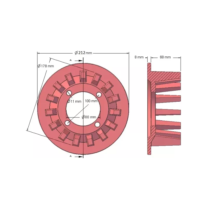 Rol nr. 52 – gietijzeren aandrijfrol Ø178 mm, steek 40 mm, voor machines van Grimme | OEM Grimme 006.00031 | fabrikant KiJ