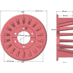 Rol nr. 55 – stalen aandrijfrol Ø215 mm, steek 40 mm, voor ROPA Euro Tiger | OEM ROPA 252069 | fabrikant KiJ