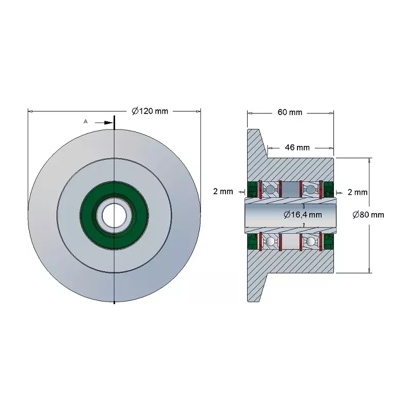 Rol nr. 59 – stalen keerrol Ø80 mm voor machines van Reekie | OEM Reekie RSS1138 | fabrikant KiJ