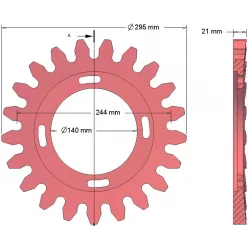Rol nr. 73 – gietijzeren aandrijfrol Ø295 mm, steek 40 mm, voor machines van Grimme | OEM Grimme 200.06504, 006.00294 | fabrikant KiJ