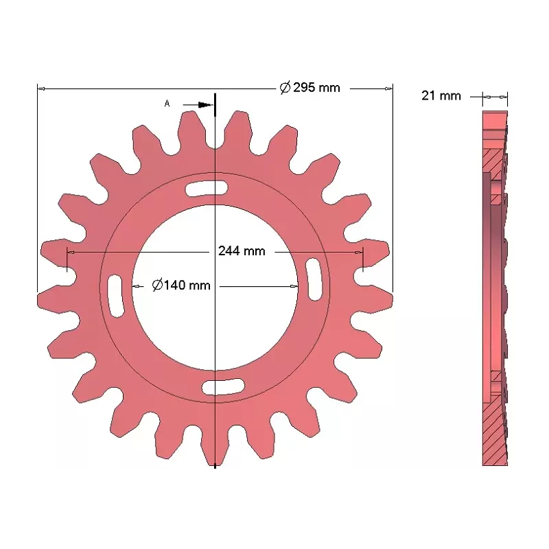 Rol nr. 73 – gietijzeren aandrijfrol Ø295 mm, steek 40 mm, voor machines van Grimme | OEM Grimme 200.06504, 006.00294 | fabrikant KiJ
