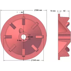 Rol nr. 74 – gietijzeren aandrijfrol Ø248 mm, steek 50 mm, voor aardappelrooier Anna | OEM Anna 564551003 | fabrikant KiJ