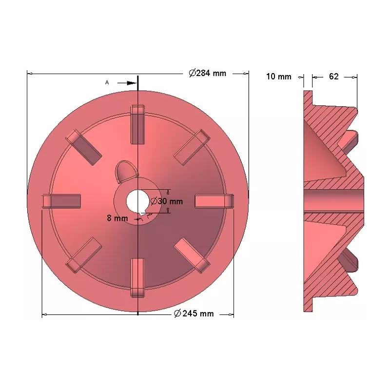Rol nr. 74 – gietijzeren aandrijfrol Ø248 mm, steek 50 mm, voor aardappelrooier Anna | OEM Anna 564551003 | fabrikant KiJ