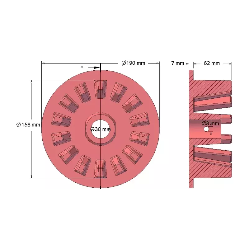Rol nr. 76 – gietijzeren aandrijfrol Ø158 mm | fabrikant KiJ