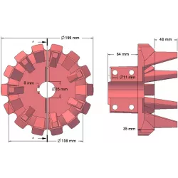 Rol nr. 79 – gietijzeren aandrijfrol Ø195 mm, steek 40 mm, voor aardappelrooier Anna | OEM Anna 564538002 | fabrikant KiJ