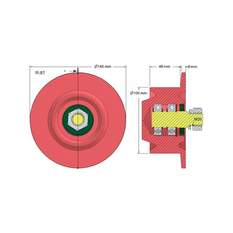Rol nr. 81 – stalen keerrol Ø100 mm voor aardappelrooier Anna Z644 | OEM Anna 564421016 | fabrikant KiJ
