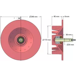 Rol nr. 84 – gietijzeren aandrijfrol Ø172 mm, steek 40 mm, voor machines van Stoll | OEM Stoll 0519040, 0519030 | fabrikant KiJ