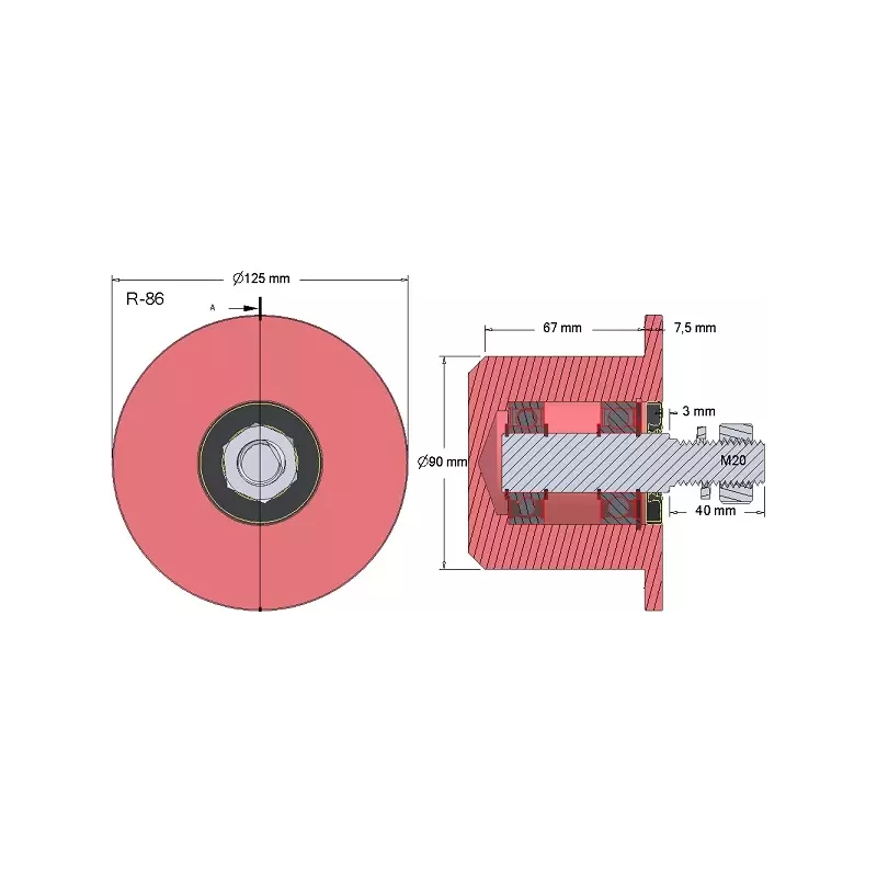 Rol nr. 86 – stalen keerrol Ø90 mm voor aardappelrooier Anna Z644 | OEM Anna 564421015 | fabrikant KiJ