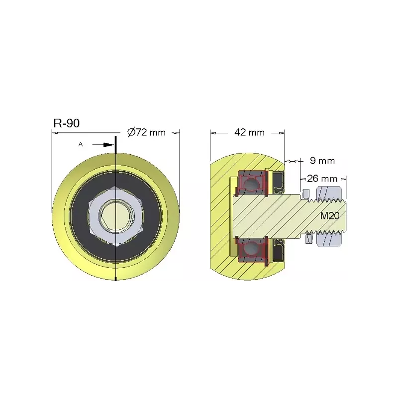 Rol nr. 90 – gietijzeren rol Ø72 mm voor machines van Wuhlmaus | OEM Wuhlmaus 5644-33-002, 000.03.005.00 | fabrikant KiJ