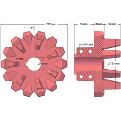 Rol nr. 96 – gietijzeren aandrijfrol Ø168 mm, steek 42 mm | fabrikant KiJ
