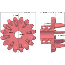Rol nr. 98 – gietijzeren aandrijfrol Ø168 mm, steek 36 mm | fabrikant KiJ