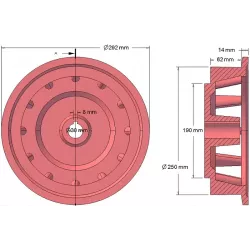 Rol nr. 103 – gietijzeren aandrijfrol Ø258 mm, steek 35 mm | fabrikant KiJ