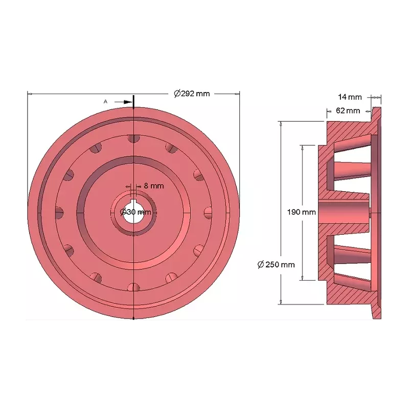 Rol nr. 103 – gietijzeren aandrijfrol Ø258 mm, steek 35 mm | fabrikant KiJ