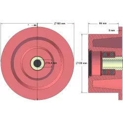 Rol nr. 121 – steunrol Ø128 mm voor machines van Grimme | OEM Grimme 200.49508 | fabrikant KiJ