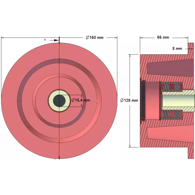 Rol nr. 121 – steunrol Ø128 mm voor machines van Grimme | OEM Grimme 200.49508 | fabrikant KiJ