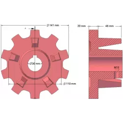 Rol nr. 126 – gietijzeren aandrijfrol Ø110 mm, steek 40 mm | fabrikant KiJ