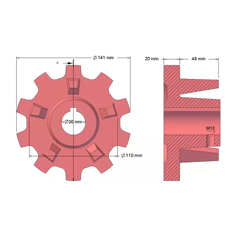 Rol nr. 126 – gietijzeren aandrijfrol Ø110 mm, steek 40 mm | fabrikant KiJ