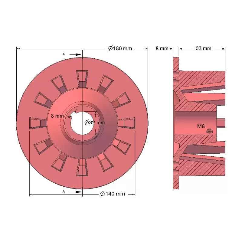 Rol nr. 130 – gietijzeren aandrijfrol Ø140 mm, steek 40 mm, voor machines van Grimme Europa Standard | OEM Grimme 006.00089 | fabrikant KiJ